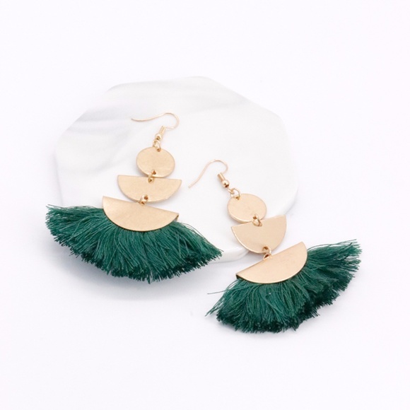 Jewelry - Green Tassel Earrings